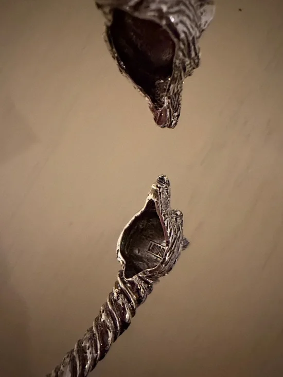 Landau Silver Tone Double Wolf Heads Cuff Bracelet - Picture 6 of 6